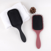 Brosse à cheveux démêlante avec Logo personnalisé, brosse à cheveux en Nylon, poils de sanglier épais, humide et sec