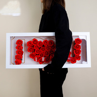 Boîte vide d'arrangement de fleurs avec fenêtre transparente Boîte-cadeau pliable de fleurs avec 2 cartes de lettres I love U et MOM Boîte à fleurs