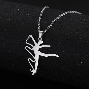 Gimnasia rítmica cinta bailarina collares Acero inoxidable colgante cuello cadena moda gimnasta joyería para mujer regalo - Product Image 1