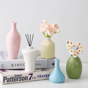 Difusor <span class=keywords><strong>de</strong></span> caña <span class=keywords><strong>de</strong></span> cerámica clásico contemporáneo, botella <span class=keywords><strong>de</strong></span> aceite esencial para oficina en casa interior, florero <span class=keywords><strong>de</strong></span> cerámica pequeño - Product Image 3