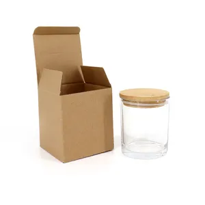 4oz 6oz 8oz 12oz Bocaux à bougies en verre transparent de luxe personnalisables exclusifs Contenant à bougies en verre avec couvercles et boîte