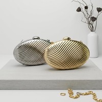 Sac de soirée ovale en acrylique métallisé effet vague, luxe léger, 2026 – Accessoire haut de gamme pour robe de soirée, pochette bandoulière luxueuse