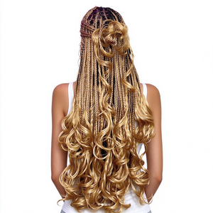 Cheveux synthétiques en vrac pour tresses africaines, texture lisse, boucles françaises teintées, trame simple, pour crochet, 150g, 24 pouces - Product Image 3