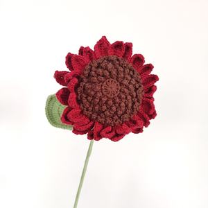 Grande fleur de <span class=keywords><strong>tournesol</strong></span> en coton tricotée à la main, en fil, de petite taille, fleur artificielle à l'aiguille, aspect fourrure - Product Image 1