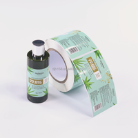 Étiquettes autocollantes en vinyle vert brillant personnalisées, impression à chaud, résistantes à l'eau et à l'huile, pour pots de sérum cosmétique et soins de la peau