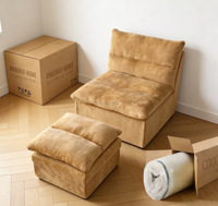 Canapé pouf moderne individuel en tissu décontracté, modulaire, avec rembourrage en mousse, fauteuil pour chambre à coucher, petit appartement, balcon, pour se reposer