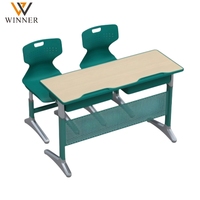 Meubles scolaires modernes, ergonomiques, écologiques et durables, bureau et chaise scolaires en plastique à double assise, hauteur réglable pour adolescents
