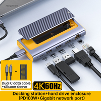 Haute qualité 6 en 1 Usb c Hub multifonction Type c Station d'accueil HDTV + RJ45(1000Mbps)+ USB3.1 * 2 + adaptateur PD100W ordinateur portable