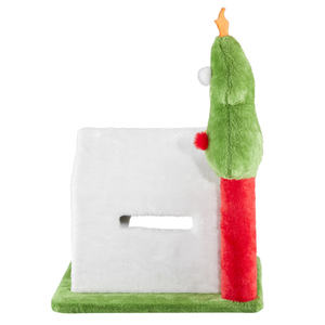 Db Soft Plush Christmas <b>Cat</b> <b>House</b> <b>Indoor</b> Pet Bed Cave With Tree Design For <b>Cats</b> Winter Holiday Decor Green Cartoon Style - Product Image 4