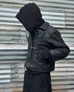 Chaquetas <span class=keywords><strong>de</strong></span> Piel Sintética Encerada para Hombre Estilo Motociclista con Cierre <span class=keywords><strong>de</strong></span> Pinza <span class=keywords><strong>de</strong></span> Langosta y Hebilla <span class=keywords><strong>de</strong></span> <span class=keywords><strong>Bombero</strong></span> Personalizadas <span class=keywords><strong>de</strong></span> Corte Cuadrado - Product Image 2