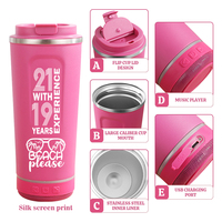 Tasse à café réutilisable en acier inoxydable de 500ml 17oz avec logo personnalisé, tasse de voyage isolée à double paroi, gobelet pour haut-parleur musical
