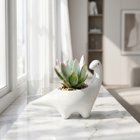 Pot à succulentes en céramique en forme de petit dinosaure de dessin animé, respirant, durable, résistant à la corrosion, solide, pour la décoration de la maison et du bureau