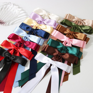 Accesorios para el <span class=keywords><strong>Cabello</strong></span> con Lazo de Satén de Color Sólido, Estilo Ballet, Pinzas para el <span class=keywords><strong>Cabello</strong></span> con Doble Lazo y Cola Larga, Pasadores para Niñas - Product Image 1