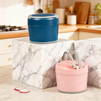 Boîte à lunch bento empilable grande capacité en acier inoxydable sans BPA, résistante à la chaleur, étanche, avec couvercle en plastique pour enfants à l'école