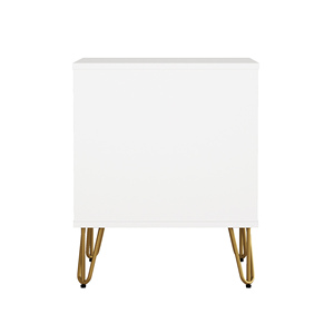 White Nightstand With Gold Hairpin Legs <b>Storage</b> <b>Drawer</b> Cabinet <b>For</b> Bedroom - Product Image 3