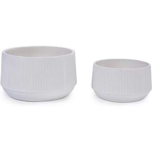 Maceta Moderna Grande de Cerámica Blanca Brillante, Juego de 2 Macetas Esmaltadas de 11.3x11.3x6.5 Pulgadas para Patio, Ventanas y Hogar - Product Image 6