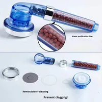 Pommeau de douche mural transparent à trois étages avec filtre, pour salle de bain, à pression accrue, vente en gros