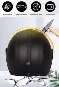 Casque en <span class=keywords><strong>cuir</strong></span> ABS de haute qualité pour adultes, design <span class=keywords><strong>vintage</strong></span> à visage ouvert, style chopper classique, nouveau ABS pour <span class=keywords><strong>moto</strong></span>, cruiser, vélo - Product Image 4