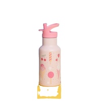 Bouteille isotherme portable en acier inoxydable pour enfants, nouveau design, double couvercle, poignée et paille, pour activités de plein air, vente en gros