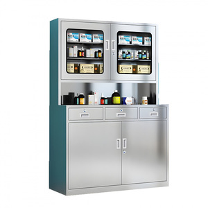 Botiquín de Acero Inoxidable de 2 Niveles con Puerta de Vidrio para Almacenamiento en Clínicas y Hospitales - Product Image 2