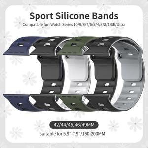 Correa de Silicona para Reloj Apple Watch S10 11 46mm Ultra 49mm SE 44mm, Correa Deportiva de Doble Color, Venta al Por Mayor - Product Image 2