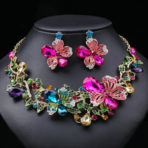 Nuovo Set di Gioielli da Sposa Europei e Americani 2025, Collana e <span class=keywords><strong>Orecchini</strong></span> Colorati di Lusso Leggero, Set da 2 Pezzi - Product Image 2
