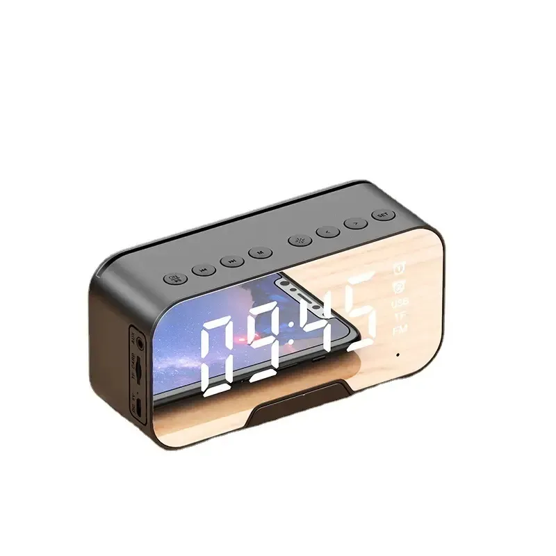 G10 Mirror BT Speaker 1800mah Higer End FM Radio LED Mirror Alarm Clock Subwoofer Music Player Snooze Desktop Clock Wireless