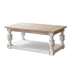 Mesa de Centro de Madera Maciza Estilo Retro Europeo, Rectangular, con Columnas Romanas Talladas, para Sala de Estar, Casa de Huéspedes o Cafetería - Product Image 5