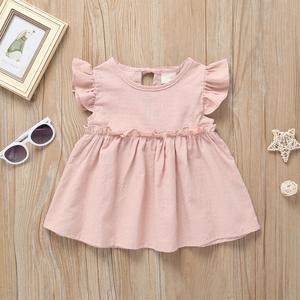 Vestido de niña de <span class=keywords><strong>color</strong></span> liso caliente 100% algodón verano lindo bebé princesa vestido sin mangas para niñ<span class=keywords><strong>as</strong></span> - Product Image 2