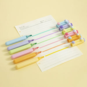 Carino Kawaii 6 pezzi Set di penna evidenziatore in colori caramella stampa firma plastica per l'apprendimento degli studenti per cartoleria - Product Image 3
