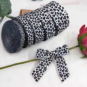 Cinta de Poliéster Grosgrain con Estampado de Leopardo de Alta Calidad para Lazos y Accesorios para el Cabello, Duradera, Navideña, 10 Yardas/Rollo - Product Image 1