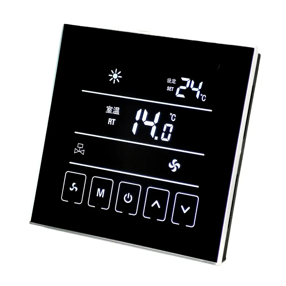 Modern Design Centrale Airconditioning Fcu Thermostaat Met Lcd Touchscreen Intelligente Ventilator Coil Hotel Ziekenhuis Hvac Systemen