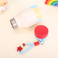 Bouteille d'eau isotherme en acier inoxydable à pois mignons de 480 ml, thermos en forme de pot à lait avec sangle de transport perlée en forme d'étoile