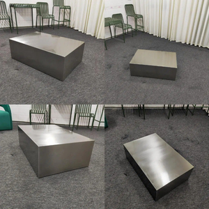 Creative <strong>Small</strong> Modern Polished Stainless Steel Rectangle Accent <strong>Coffee</strong> <strong>Table</strong> for Living Room - Product Image 4