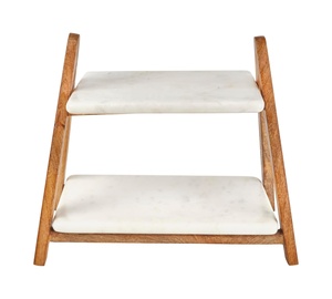 Nuovo Design eco-friendly 2 livelli in marmo legno di Acacia di lusso rettangolo <span class=keywords><strong>per</strong></span> Dessert <span class=keywords><strong>per</strong></span> stuzzichini <span class=keywords><strong>per</strong></span> la festa di nozze - Product Image 1