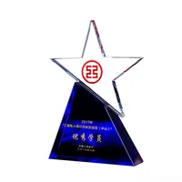 Blue Clear Crystal Trophy Base Star Trophy Award Crystal Plaque Award Trophy