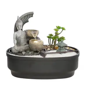 Personalizado Feng Shui Mesa Fonte Cruz Resina Tabletop Fontes Escritório Simples Circulando Ornamentos De Água