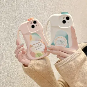 韩国可爱3D艺术插画女孩洗衣洗涤剂瓶硅胶外壳适用于iPhone 14 Pro Max 11 12 13 pro防震盖