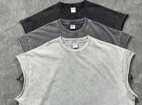 Débardeur de sport pour homme de haute qualité, sans manches, délavé à l'acide, délavé à la pierre, personnalisé, séchage rapide, 100% coton, col rond, écologique