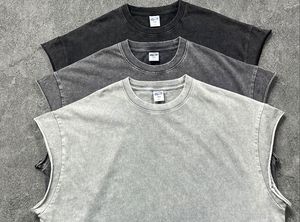 Débardeur de sport pour <span class=keywords><strong>homme</strong></span> de haute qualité, sans manches, délavé à l'acide, délavé à la pierre, personnalisé, séchage rapide, 100% coton, col rond, écologique - Product Image 2