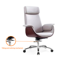 Chaise de bureau ergonomique pivotante en cuir, pour le personnel, avec roues de verrouillage, haute qualité