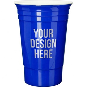 Gobelets en plastique PP réutilisables de 16 oz personnalisés avec logo de marque pour Beer Pong, fêtes, camping, gobelet rouge - Product Image 2