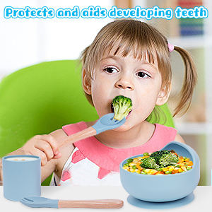 Meilleure vente : Ensemble d'alimentation en silicone pour bébé, kit de sevrage pour tout-petits, vaisselle pour bébé avec ventouse, kit de table à manger complet pour enfants - Product Image 3