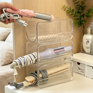 Support de rangement transparent pour fer à friser, organisateur de bureau pour sèche-cheveux et lisseur de salle de bain - Product Image 3
