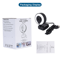 1080P 2K 4K Réglable 360 Rotation AutoFocus Lumière Droite Web Caméra Streaming en Direct Webcam avec Microphone Trépied