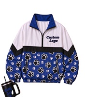 Veste coupe-vent respirante personnalisée rétro avec logo 'P' et motif à carreaux avec empreintes de pattes, coupe classique, printemps