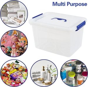 Caja de almacenamiento de plástico apilable, contenedores de almacenamiento con tapa duradera - Product Image 4