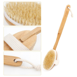 Brosse de douche exfoliante en poils de sanglier naturels CF, bambou, détachable, 16 pouces, drainage lymphatique, cellulite, circulation sanguine - Product Image 4
