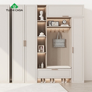 Armoire à chaussures haute de gamme en bois pour salon, <span class=keywords><strong>avec</strong></span> porte, penderie et siège, design modulaire - Product Image 4