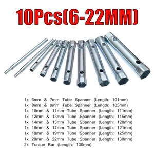 7PC/10PC 8-19mm 6-22mm Metric Tubular Box <strong>Wrench</strong> <strong>Set</strong> <strong>Tube</strong> Bar Spark-Plug Spanner for Automotive Plumb Repair Steel Double Ended - Product Image 4